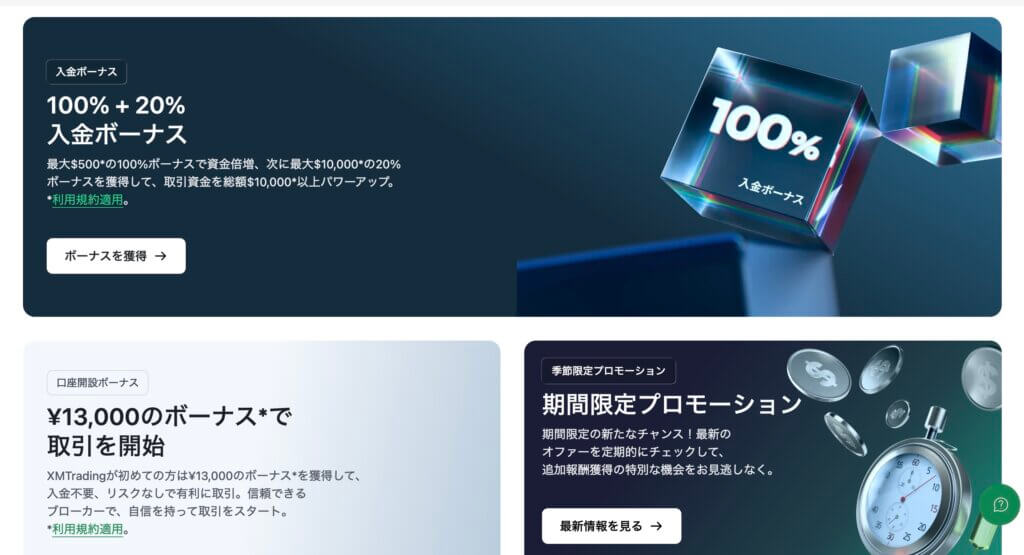 XMTradingのボーナスキャンペーン