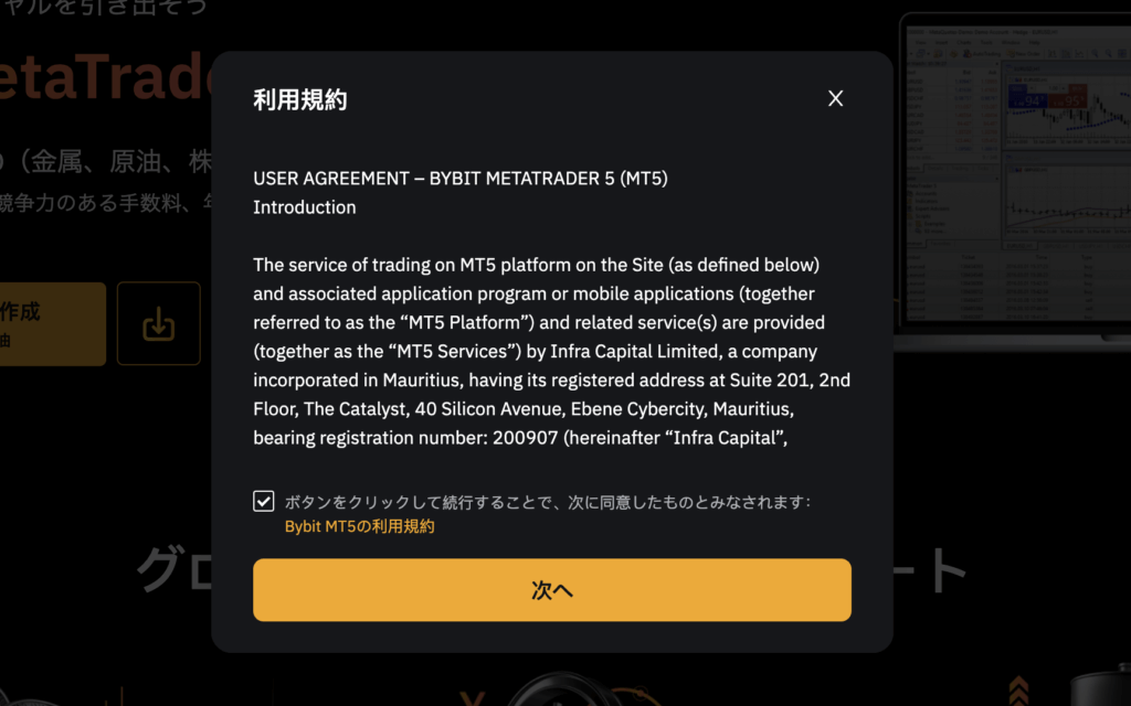 bybitのMT5利用規約