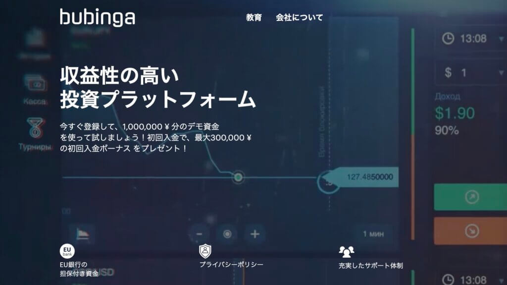 海外バイナリーオプションBubinga（ブビンガ）の公式サイト
